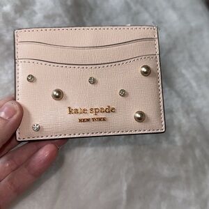 NWT Kate spade Madison studded faux pearl and bling small slim card holder. C17